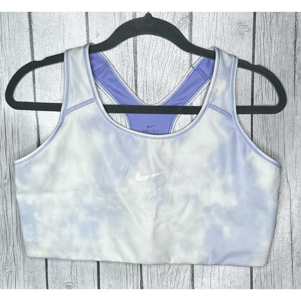 Women's Size 1X - Nike Swoosh Sports Bra Purple Tie-Dye DJ2744-569 NWT Racerback
